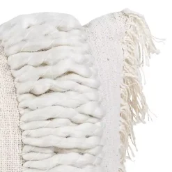 Best Cream Hand Woven Fringe Ends Lumbar Pillow Pillows
