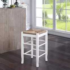 Kirklands Home Bar Stools & Counter Height Stools|Cream Handwoven Counter Stool White