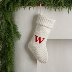 Sale Cream Knit Monogram W Christmas Stocking Monogram Seasonal Decor
