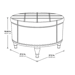 Kirklands Home Benches & Ottomans|Cream Leather Antique Nailhead Storage Ottoman Ivory