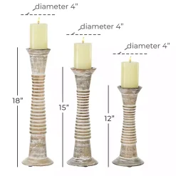 Clearance Cream Mango Wood Candle Holders, Set of 3 Candle Holders