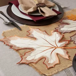 Best Cream Maple Leaves Embroidered Table Runner Fall
