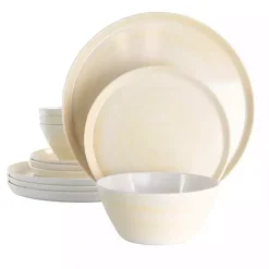 Kirklands Home Dinnerware|Cream Melamine Round 12-pc. Dinnerware Set Ivory