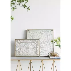 Clearance Cream Moroccan Pattern Tray with Gold Edges Decorative Trays