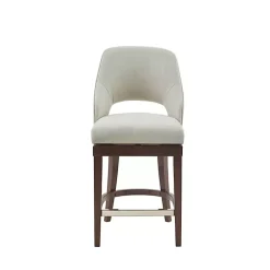Kirklands Home Bar Stools & Counter Height Stools|Cream Open Back Swivel Base Counter Stool White