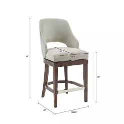 Kirklands Home Bar Stools & Counter Height Stools|Cream Open Back Swivel Base Counter Stool White