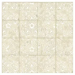 Kirklands Home Wall Murals & Wallpaper|Cream Provincial Tiles Peel & Stick Wallpaper Tan