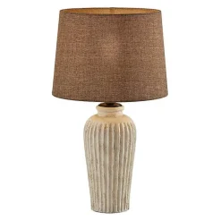 Kirklands Home Table Lamps|Cream Ribbed Ceramic Shade Table Lamp Brown