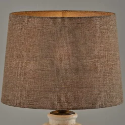 Kirklands Home Table Lamps|Cream Ribbed Ceramic Shade Table Lamp Brown