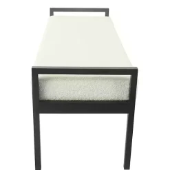 Kirklands Home Benches & Ottomans|Cream Sherpa Upholstered Metal Bench Ivory