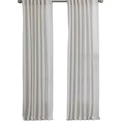 Kirklands Home Curtains & Drapes|Cream Solid Pleated Single Curtain Panel, 84 in. White