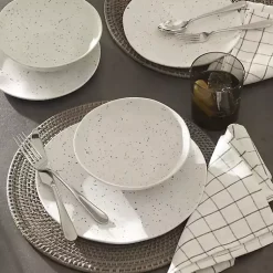 Kirklands Home Dinnerware|Cream Terrazzo 12-pc. Melamine Dinnerware Set Ivory