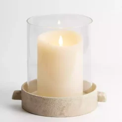 Clearance Cream Textured Base Hurricane, 9 in. Candle Holders
