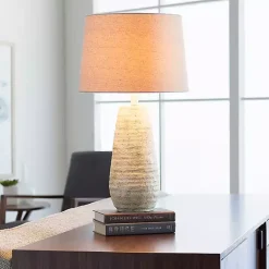 Kirklands Home Table Lamps|Cream Textured Maggie Table Lamp Tan