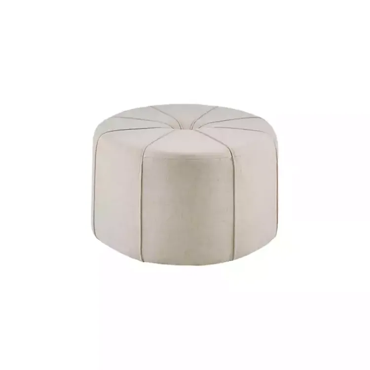 Kirklands Home Benches & Ottomans|Cream Thick Welting Center Button Oval Ottoman Ivory
