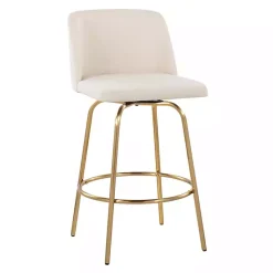 Kirklands Home Bar Stools & Counter Height Stools|Cream Torino Gold Leg Counter Stools, Set of 2 Ivory