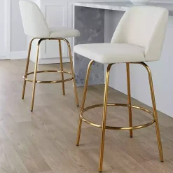 Kirklands Home Bar Stools & Counter Height Stools|Cream Torino Gold Leg Counter Stools, Set of 2 Ivory