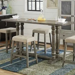 Kirklands Home Bar Stools & Counter Height Stools|Cream Upholstered Chandler Counter Stools, Set of Ivory