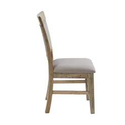 Kirklands Home Dining Chairs|Cream Upholstered Rustic Dining Chairs, Set of 2 Tan