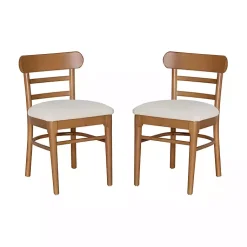 Kirklands Home Dining Chairs|Cream Upholstered Wood Dining Chairs, Set of 2 White
