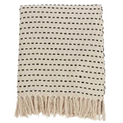 Discount Cream Woven Dashed Cotton Throw Blankets & Throws