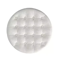 Kirklands Home Benches & Ottomans|Cream Woven Upholstered Tufted Storage Ottoman White