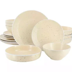 Kirklands Home Dinnerware|Cream Emilia Stoneware 16pc. Dinnerware Set Yellow