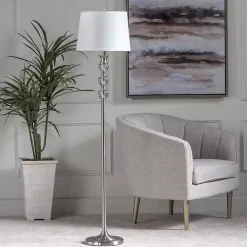Kirklands Home Floor Lamps|Crystal and Silver Metal Floor Lamp White