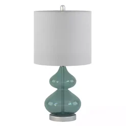 Kirklands Home Table Lamps|Curved Glass Table Lamps, Set of 2 Blue