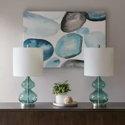 Kirklands Home Table Lamps|Curved Glass Table Lamps, Set of 2 Blue