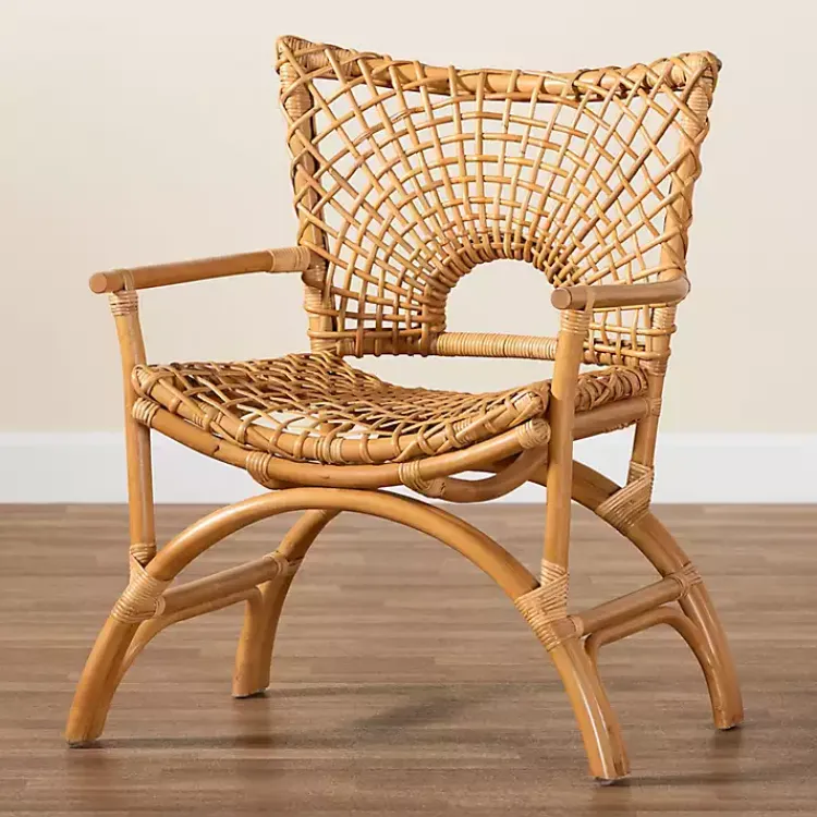 Kirklands Home Accent Chairs|Curved Natural Rat Woven Accent Chair Tan