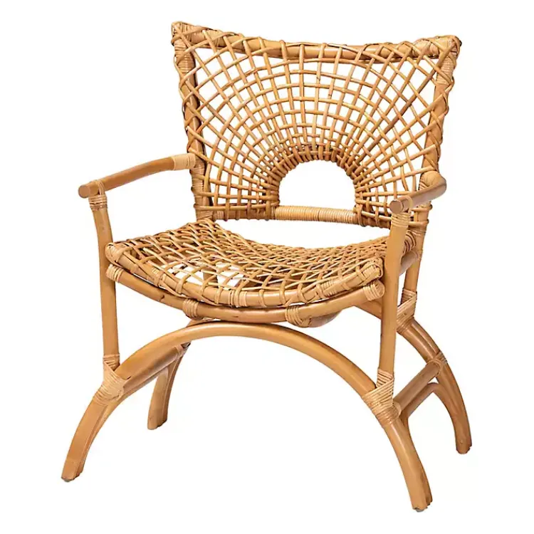 Kirklands Home Accent Chairs|Curved Natural Rat Woven Accent Chair Tan