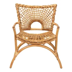 Kirklands Home Accent Chairs|Curved Natural Rat Woven Accent Chair Tan