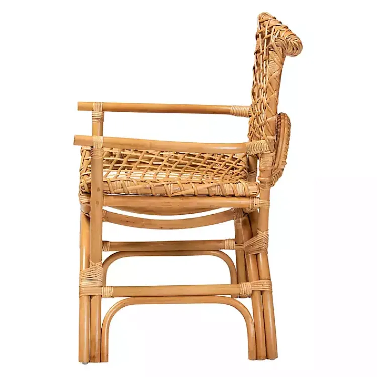 Kirklands Home Accent Chairs|Curved Natural Rat Woven Accent Chair Tan