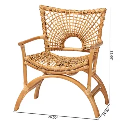 Kirklands Home Accent Chairs|Curved Natural Rat Woven Accent Chair Tan