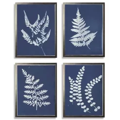 Kirklands Home Framed Art|Cyanotype Ferns Framed Art Prints, Set of 4
