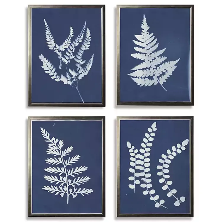 Kirklands Home Framed Art|Cyanotype Ferns Framed Art Prints, Set of 4