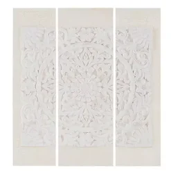 Kirklands Home Canvas Art|3D Embellished Canvas 3-pc. Set Ivory