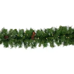 Best Dakota Pinecone Clear LED Lit Garland, 108 in. Arrangements & Greenery