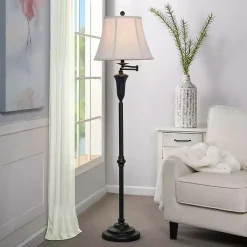 Kirklands Home Floor Lamps|Dark Bronze Madison Swing Arm Floor Lamp White