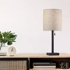 Kirklands Home Table Lamps|Dark Bronze Square Base Table Lamp Ivory