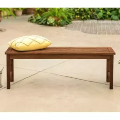 Kirklands Home Outdoor Seating|Dark Acacia Wood Outdoor Bench Brown