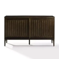 Kirklands Home Cabinets & Sideboards|Dark Slatted Sliding Door Sideboard Brown