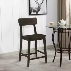 Kirklands Home Bar Stools & Counter Height Stools|Dark Wood Open Back Counter Stool Brown