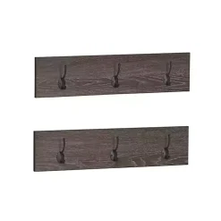 Kirklands Home Hooks|Dark Brown Wooden 3-Hook Coat Racks, Set of 2