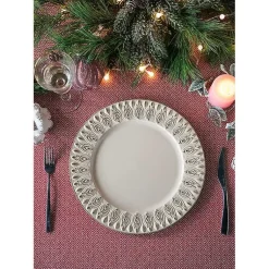 Kirklands Home Serving & Entertaining|Dark Cream Plume Border Chargers, Set of 4 Ivory