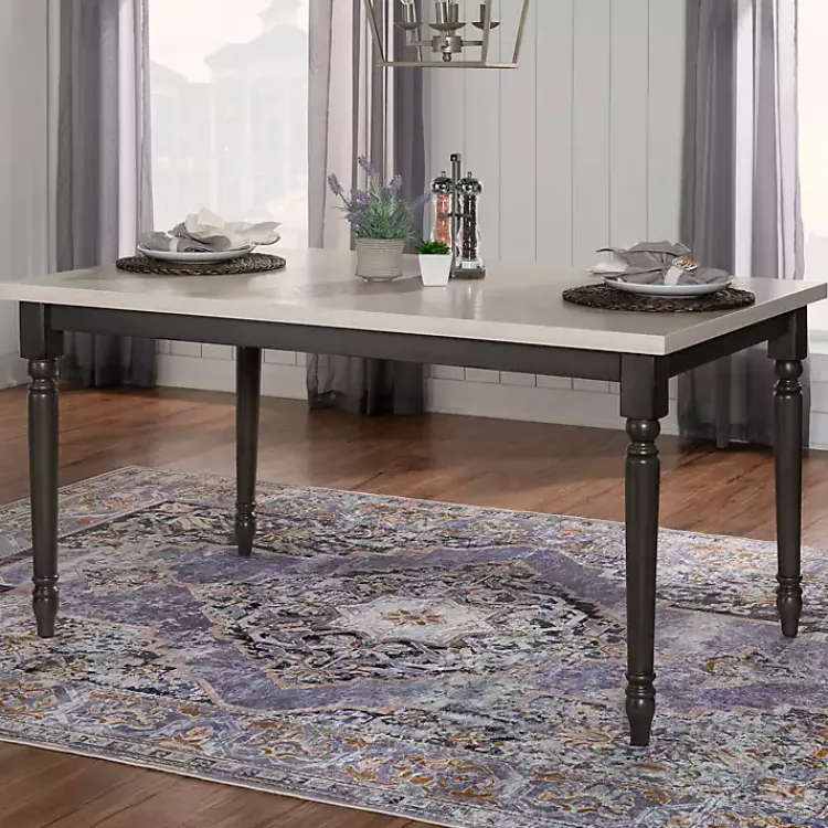 Kirklands Home Dining Tables|Dark Gray & White Traditional Dining Table