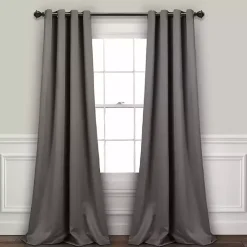 Kirklands Home Curtains & Drapes|Dark Blackout Curtain Panel Set, 95 in. Gray
