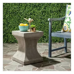 Kirklands Home Outdoor Tables|Dark Concrete Pedestal Accent Table Gray