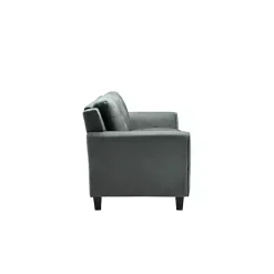 Kirklands Home Sofas & Loveseats|Dark Kelly Microfiber Rolled Arm Loveseat Gray